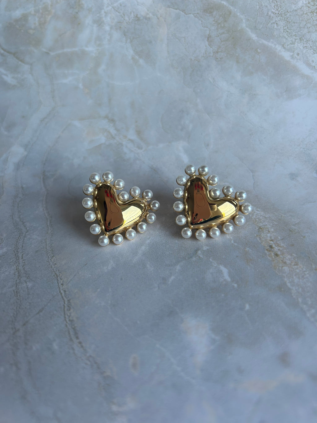 Heart with Pearls Earrings