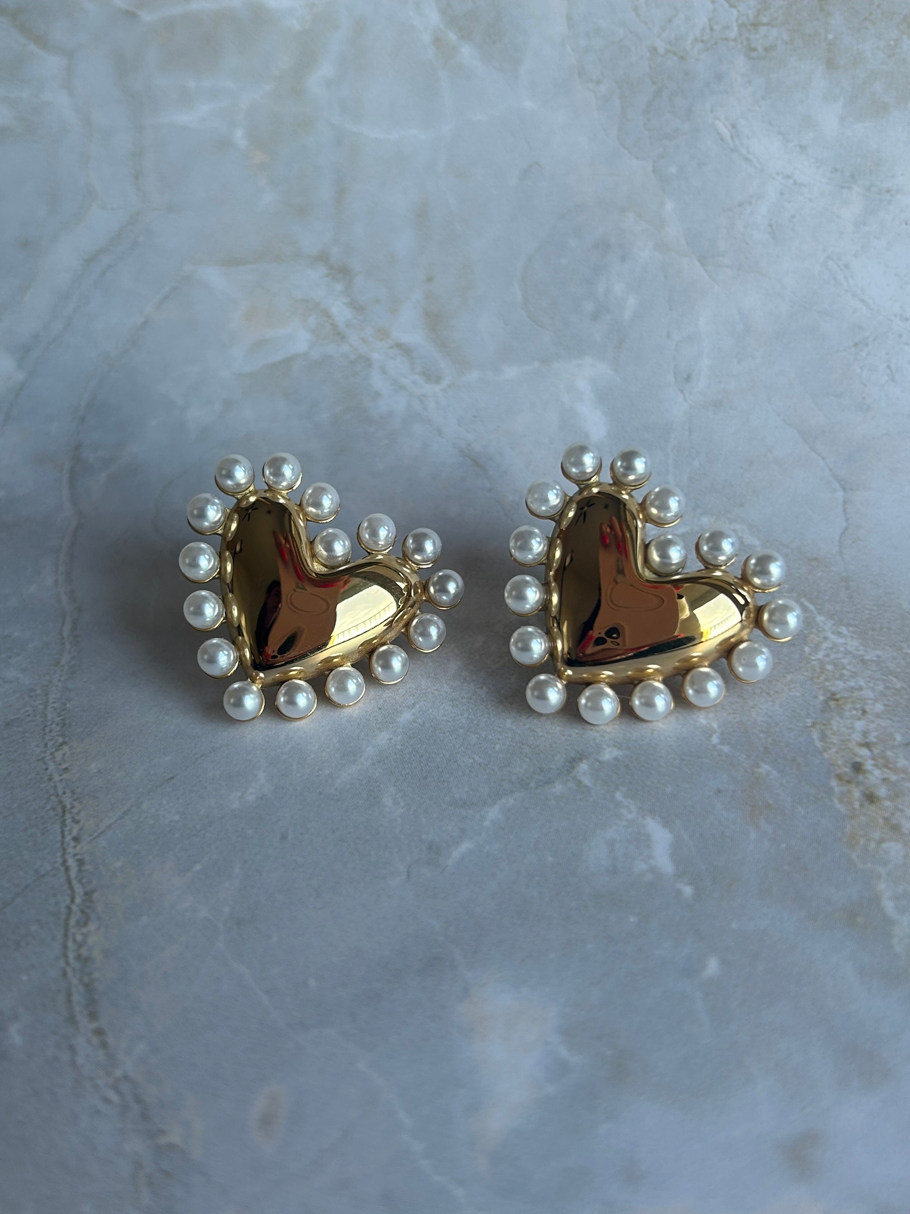 Heart with Pearls Earrings