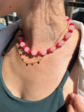 Pink & Red Beaded Necklace